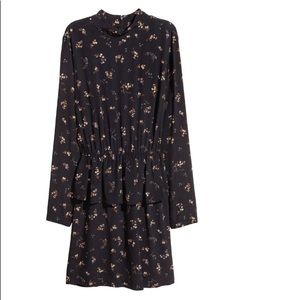 Black Floral Flounce Dress